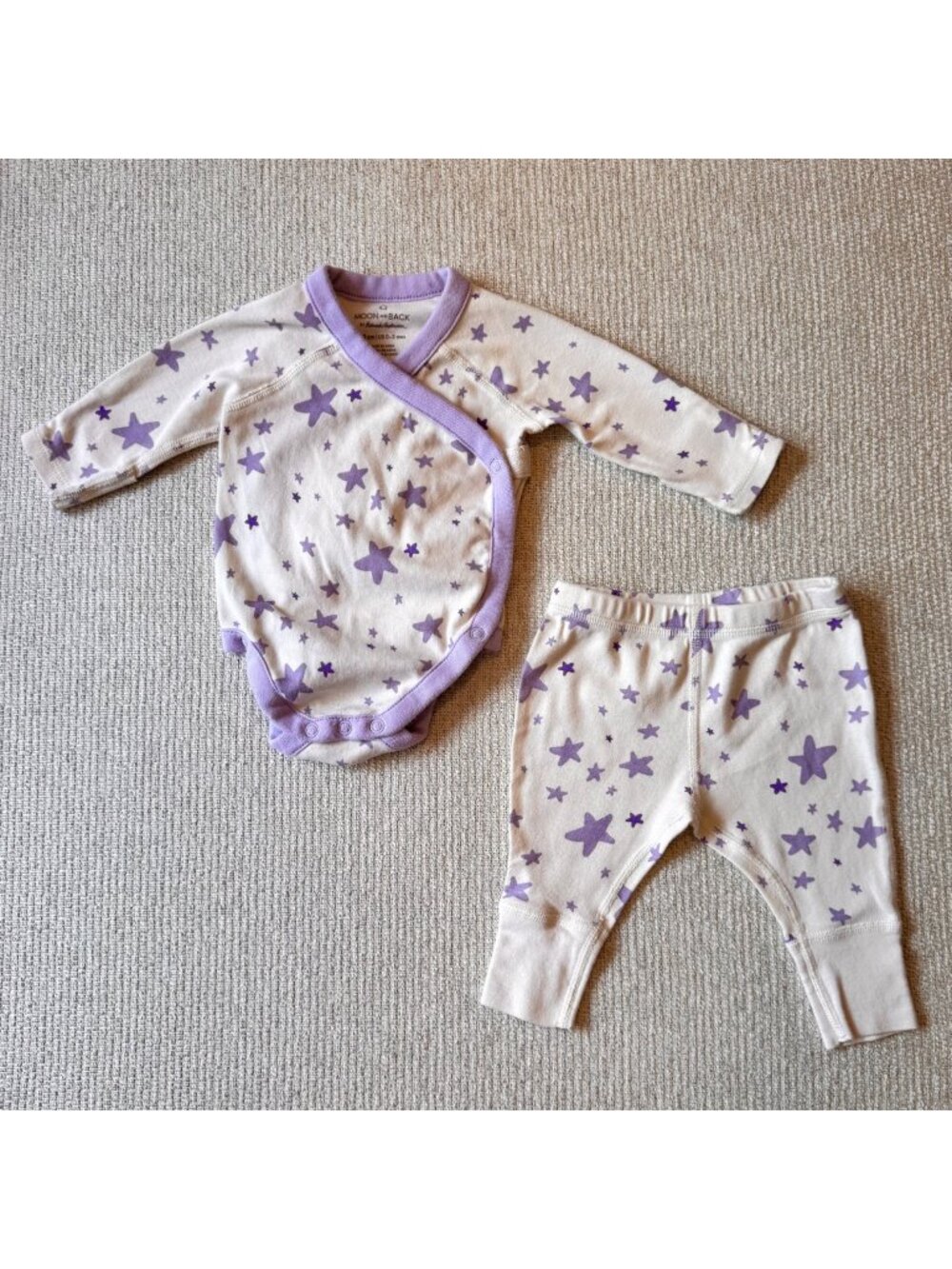 Hanna Andersson Moon & Back Set 0-3 Month Baby Outfit Purple Star Organic Cotton
